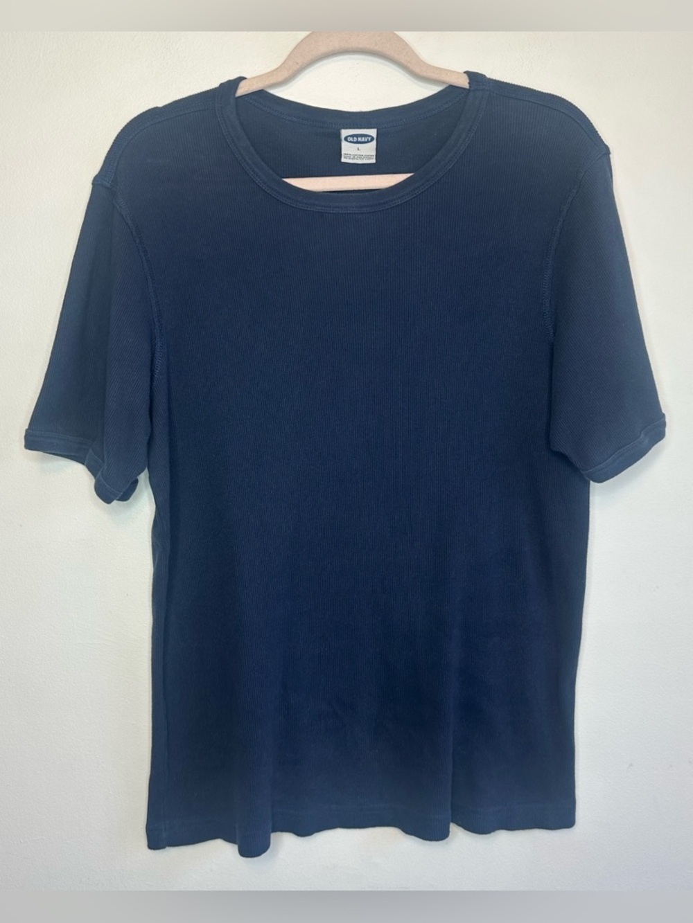 Old Navy Men’s Slim Fit Navy Blue Ribbed Tee Size L Large